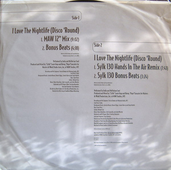 India And Nuyorican Soul ~ I Love The Nightlife (Disco Round) - 12" Remixes (Vinyl) - Djungel & Jazz