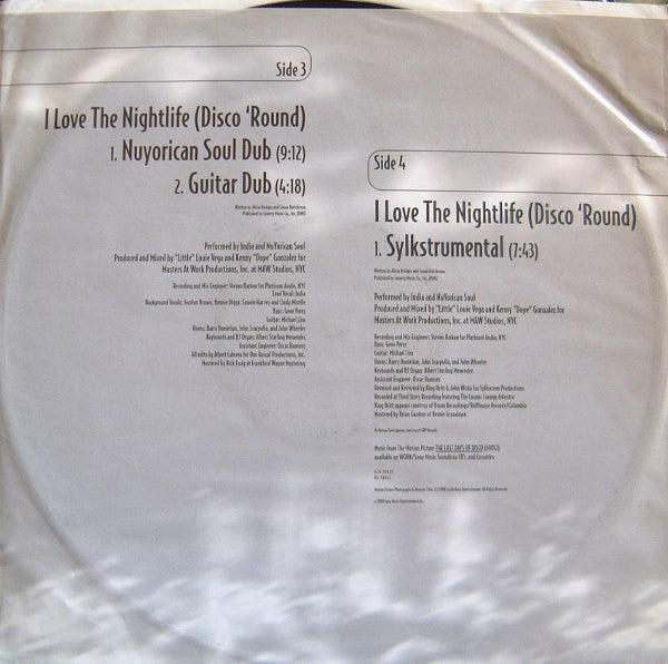 India And Nuyorican Soul ~ I Love The Nightlife (Disco Round) - 12" Remixes (Vinyl) - Djungel & Jazz