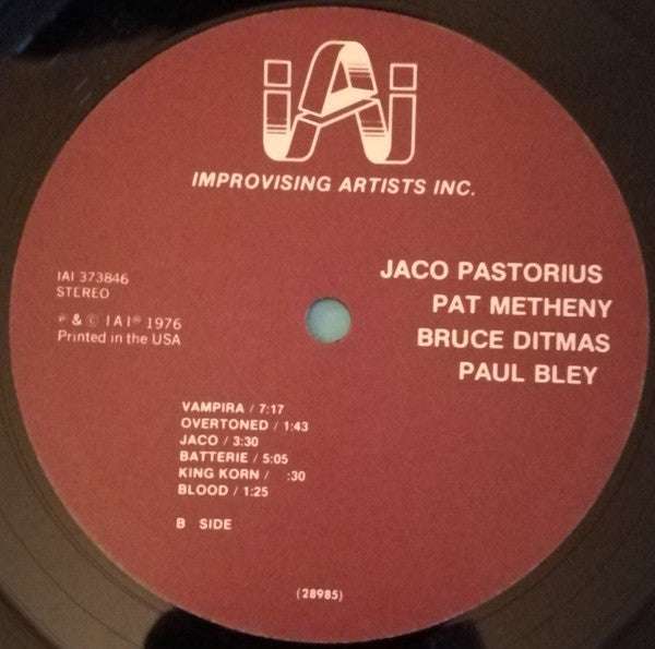 Jaco Pastorius / Pat Metheny / Bruce Ditmas / Paul Bley ~ Jaco (Vinyl) - Djungel & Jazz