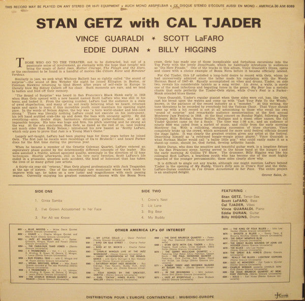 Stan Getz ~ Stan Getz With Cal Tjader (Vinyl) - Djungel & Jazz