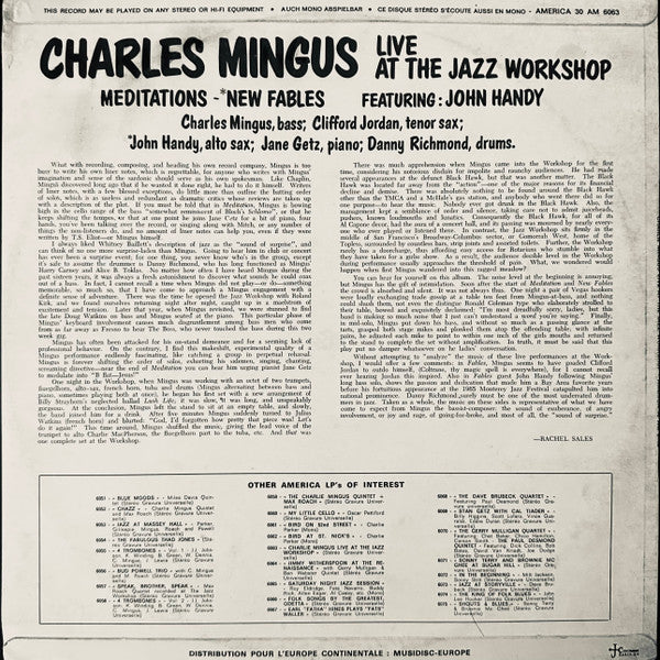 Charles Mingus Featuring John Handy ~ Right Now: Live At The Jazz Workshop (Vinyl) - Djungel & Jazz