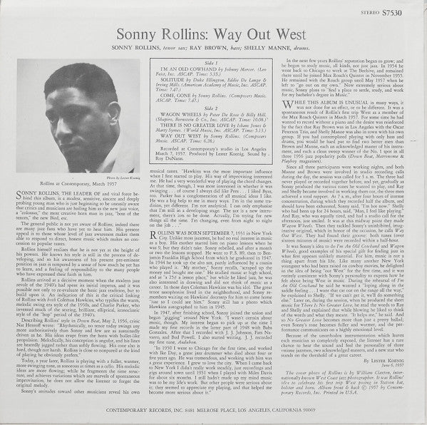 Sonny Rollins : Way Out West (LP, Album, RE)
