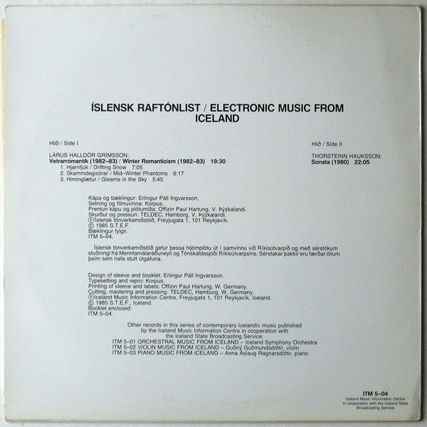 Lárus Halldór Grímsson / Thorsteinn Hauksson ~ Íslensk Raftónlist = Electronic Music From Iceland (Vinyl) - Djungel & Jazz