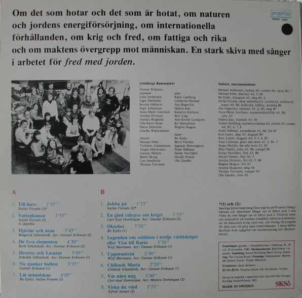 Göteborgs Kammarkör ~ Viska Du Vind... Göteborgs Kammarkör Sjunger Om En Bättre Jord (Vinyl) - Djungel & Jazz