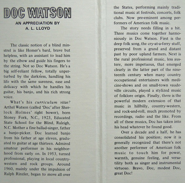 Doc Watson Featuring Merle Watson ~ Doc Watson On Stage (Vinyl) - Djungel & Jazz