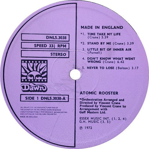 Atomic Rooster ~ Made In England (Vinyl) - Djungel & Jazz