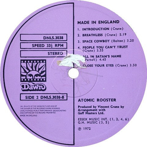 Atomic Rooster ~ Made In England (Vinyl) - Djungel & Jazz