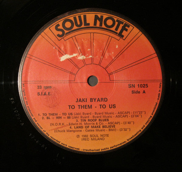 Jaki Byard ~ To Them - To Us (Vinyl) - Djungel & Jazz