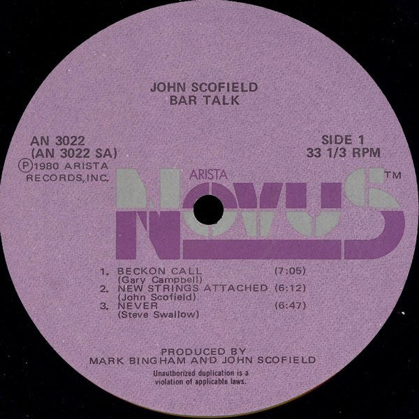 John Scofield : Bar Talk (LP, Album)