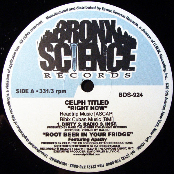 Celph Titled : Right Now (12", Single)