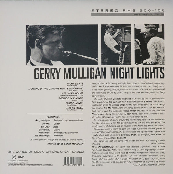 Gerry Mulligan ~ Night Lights (Vinyl) - Djungel & Jazz