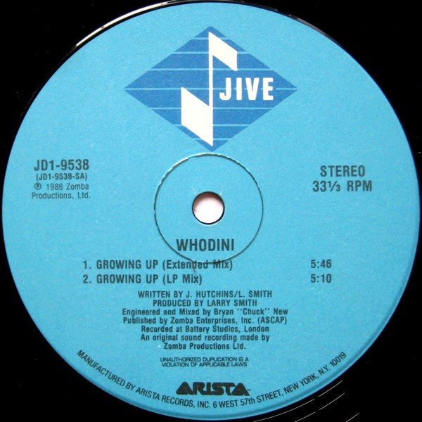 Whodini ~ Growing Up / Fugitive (Vinyl) - Djungel & Jazz