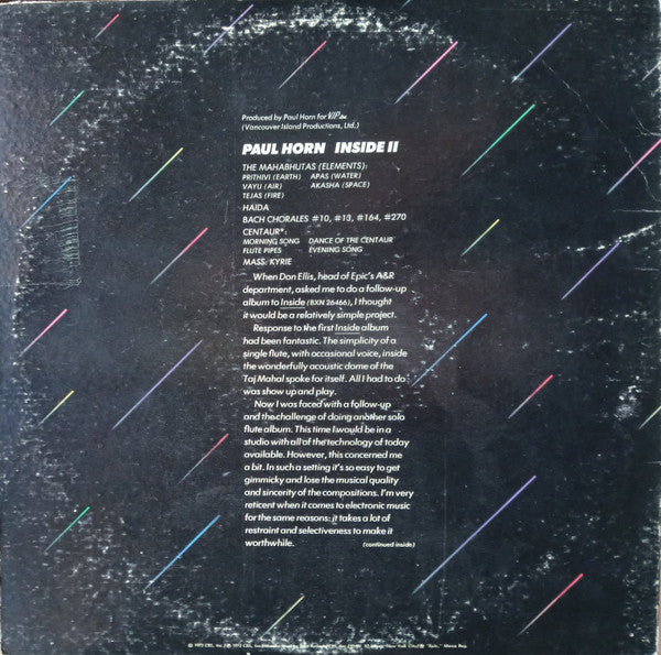 Paul Horn ~ Inside II (Vinyl) - Djungel & Jazz