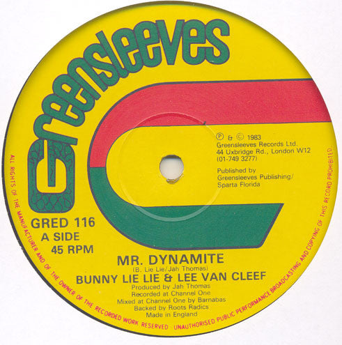 Bunny Lie Lie & Lee Van Cleef (2) / The Roots Radics : Mr. Dynamite / Dynamite Dub (12")
