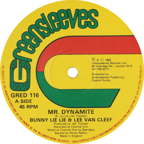 Bunny Lie Lie & Lee Van Cleef (2) / The Roots Radics : Mr. Dynamite / Dynamite Dub (12")