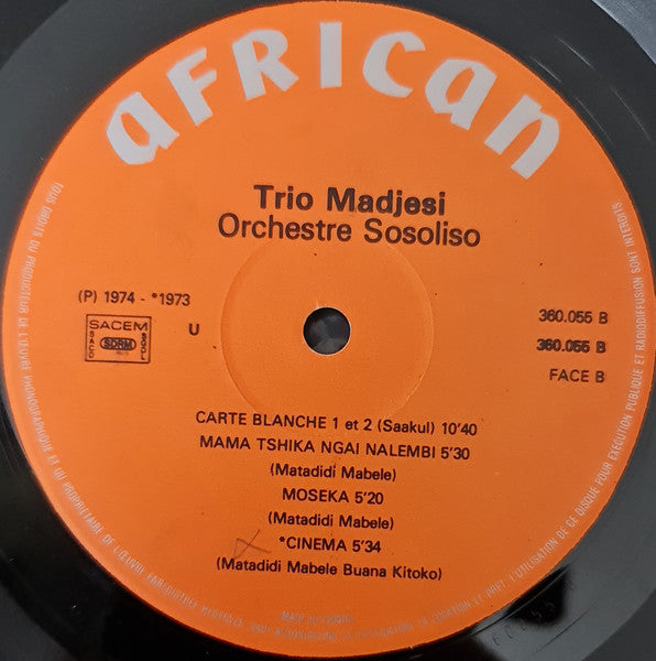 Trio Madjesi & Orchestre Sosoliso ~ Untitled (Vinyl) - Djungel & Jazz