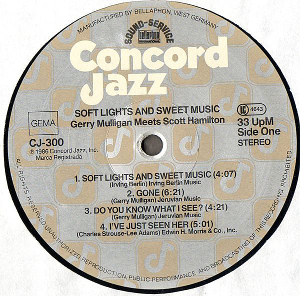 Gerry Mulligan Meets Scott Hamilton : Soft Lights & Sweet Music (LP, Album)