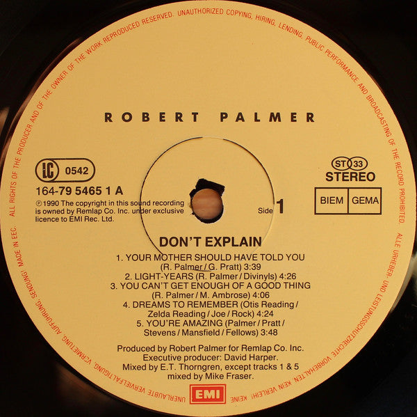 Robert Palmer ~ Don't Explain (Vinyl) - Djungel & Jazz