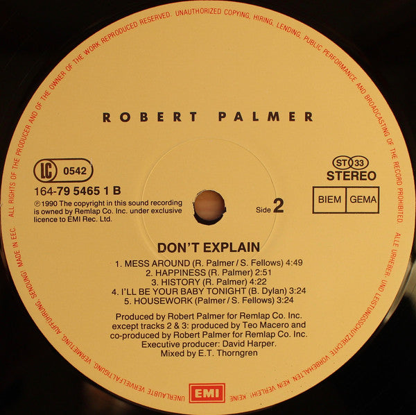 Robert Palmer ~ Don't Explain (Vinyl) - Djungel & Jazz
