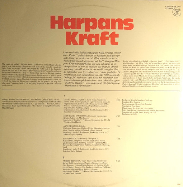 Harpans Kraft . Hanson* / Mellnäs* / Sandström* / Börtz* / Eliasson* : Harpans Kraft (LP, Album)