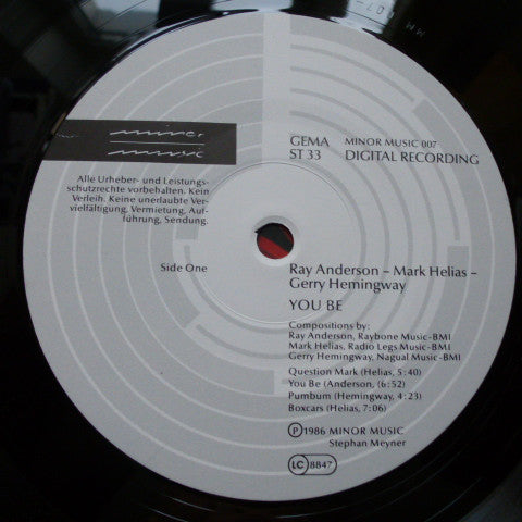 Ray Anderson - Mark Helias - Gerry Hemingway : You Be (LP, Album)