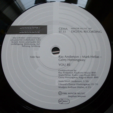 Ray Anderson - Mark Helias - Gerry Hemingway : You Be (LP, Album)