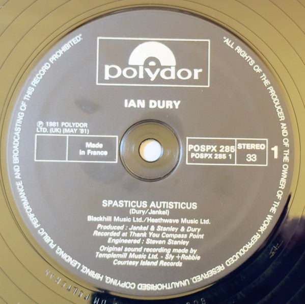 Ian Dury / The Seven Seas Players : Spasticus Autisticus (12", M/Print)