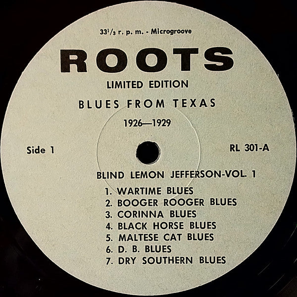 Blind Lemon Jefferson ~ Blind Lemon Jefferson Volume 1 (Vinyl) - Djungel & Jazz