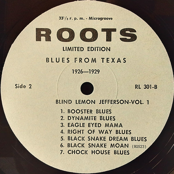 Blind Lemon Jefferson ~ Blind Lemon Jefferson Volume 1 (Vinyl) - Djungel & Jazz