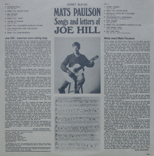 Mats Paulson ~ Songs And Letters Of Joe Hill (Vinyl) - Djungel & Jazz