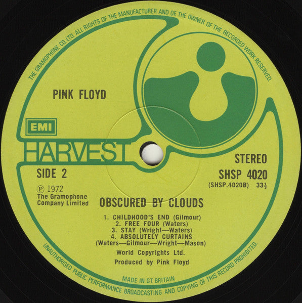Pink Floyd : Obscured By Clouds (LP, Album, Fir)