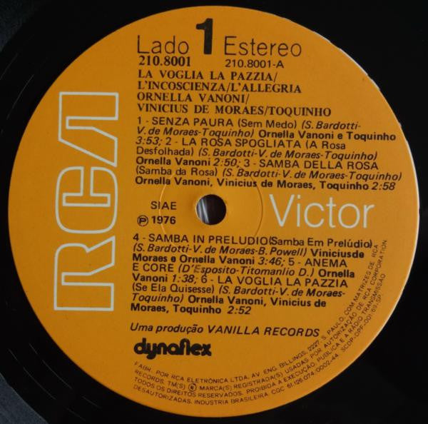 Ornella Vanoni - Vinicius De Moraes - Toquinho ~ La Voglia La Pazzia L'Incoscienza L'Allegria (Vinyl) - Djungel & Jazz