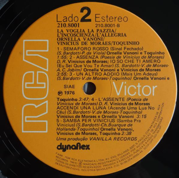 Ornella Vanoni - Vinicius De Moraes - Toquinho ~ La Voglia La Pazzia L'Incoscienza L'Allegria (Vinyl) - Djungel & Jazz
