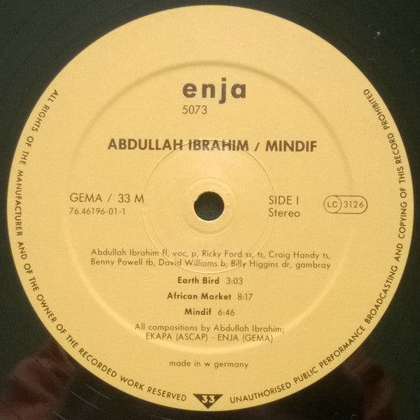 Abdullah Ibrahim / Dollar Brand ~ Mindif (Vinyl) - Djungel & Jazz