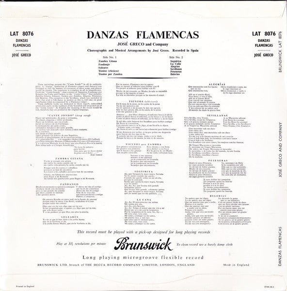 José Greco And Company ~ Danzas Flamencas (Vinyl) - Djungel & Jazz