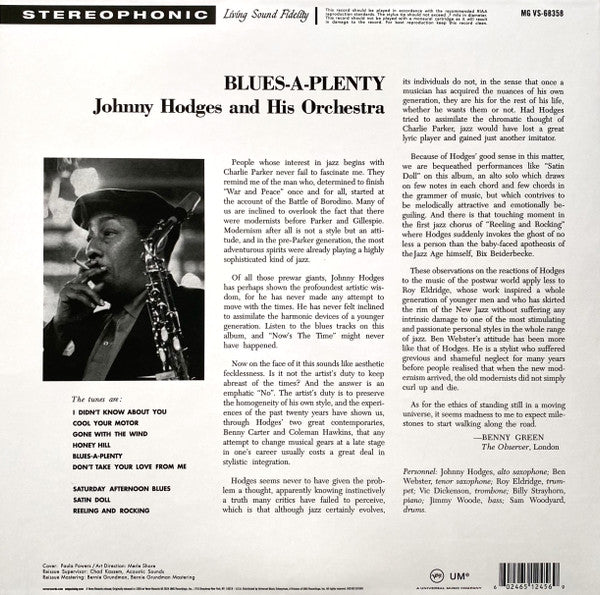 Johnny Hodges And His Orchestra ~ Blues A-Plenty (Vinyl) - Djungel & Jazz