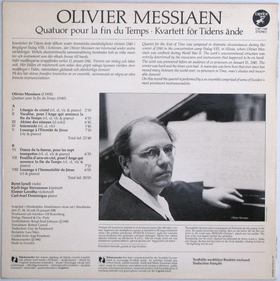 Olivier Messiaen ~ Quatuor Pour La Fin Du Temps - Kvartett För Tidens Ände (Vinyl) - Djungel & Jazz