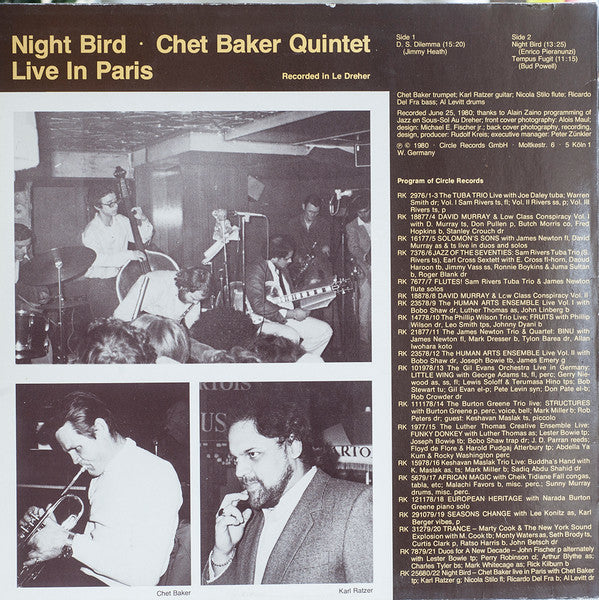 Chet Baker : Live In Paris • Night Bird (LP, Album)