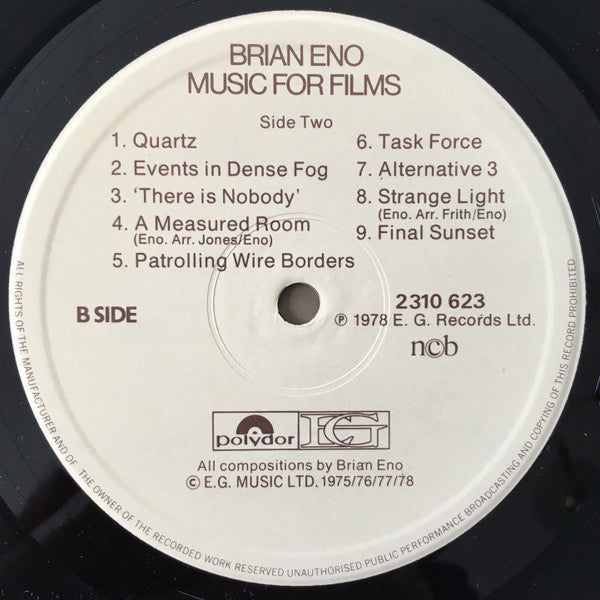Brian Eno ~ Music For Films (Vinyl) - Djungel & Jazz