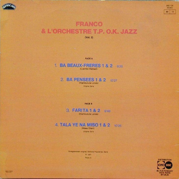 Franco Et Orchestre T.P.O.K. Jazz ~ Franco & L'Orchestre T.P. O.K. Jazz (Vol. 2) (Vinyl) - Djungel & Jazz