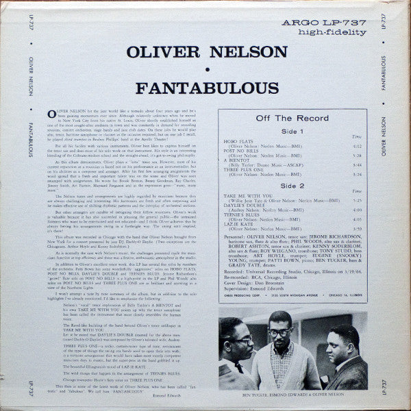 Oliver Nelson And His Orchestra : Fantabulous (LP, Album, RE)