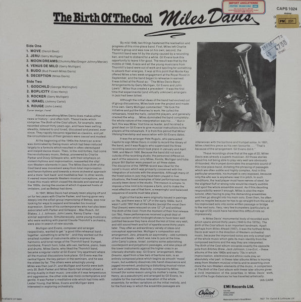 Miles Davis ~ The Birth Of The Cool (Vinyl) - Djungel & Jazz