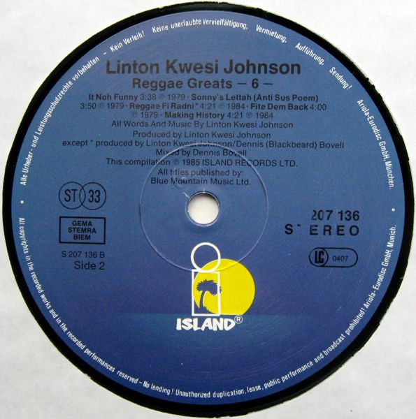 Linton Kwesi Johnson : Linton Kwesi Johnson (LP, Comp)
