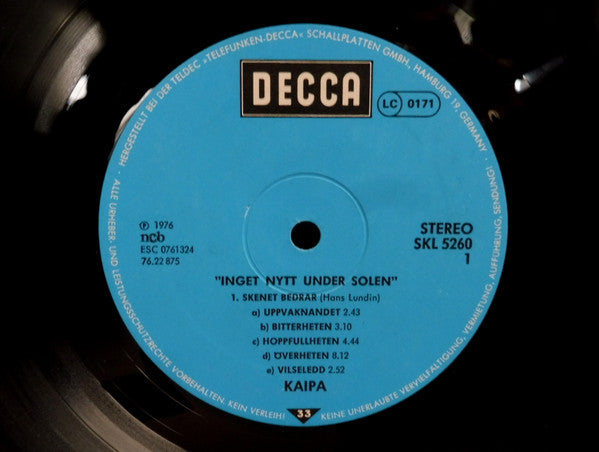 Kaipa ~ Inget Nytt Under Solen (Vinyl) - Djungel & Jazz