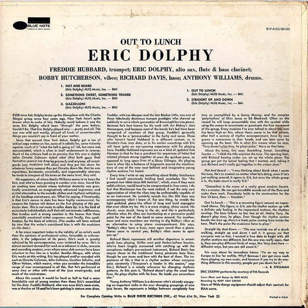 Eric Dolphy ~ Out To Lunch! (Vinyl) - Djungel & Jazz