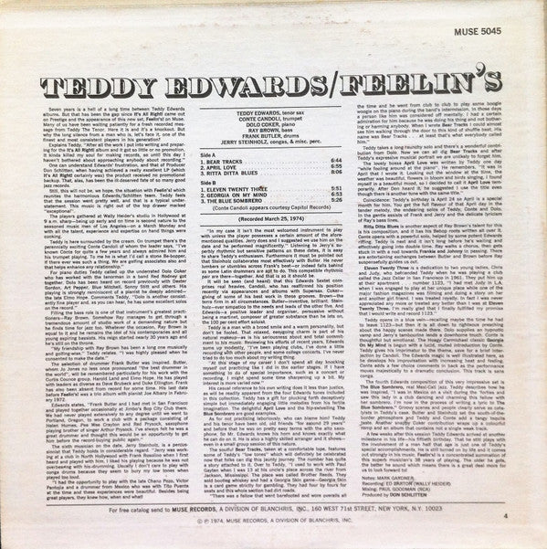 Teddy Edwards ~ Feelin's (Vinyl) - Djungel & Jazz