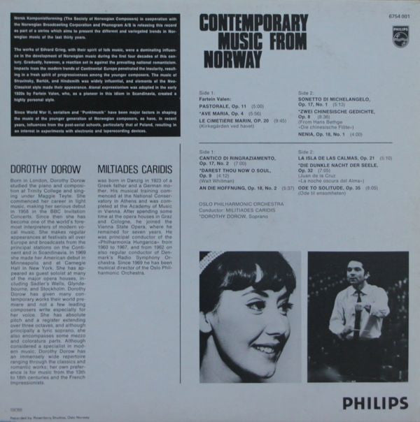 Fartein Valen, Dorothy Dorow, Oslo Philharmonic Orchestra, Miltiades Caridis ~ Contemporary Music From Norway (Vinyl) - Djungel & Jazz