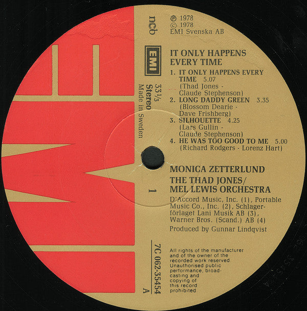 Monica Zetterlund, Thad Jones / Mel Lewis Orchestra ~ It Only Happens Every Time (Vinyl) - Djungel & Jazz
