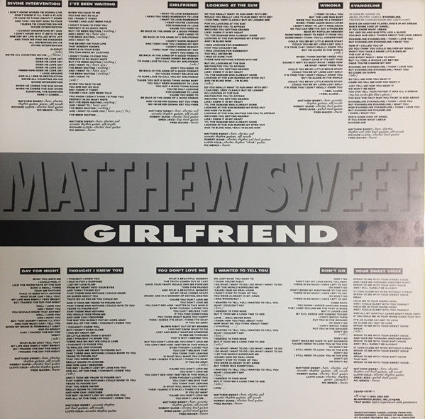 Matthew Sweet ~ Girlfriend (Vinyl) - Djungel & Jazz