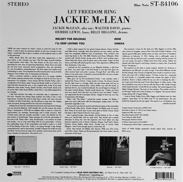 Jackie McLean ~ Let Freedom Ring (Vinyl) - Djungel & Jazz